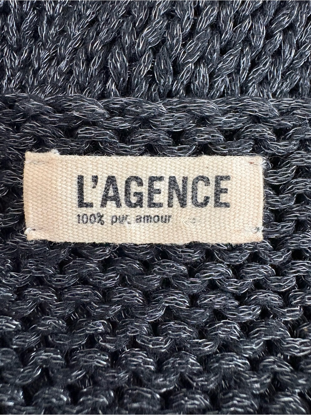 L'AGENCE Vivi Charcoal Metallic Chunky Sweater Tank Top Scoop Neck - Size Small